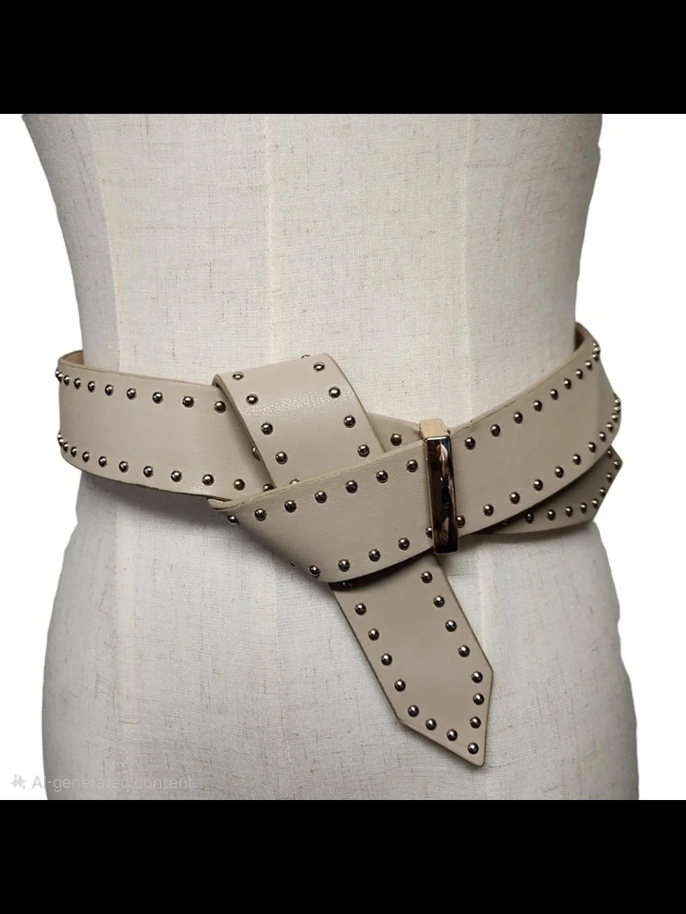 Torrid Beige Studded Cinch Elastic Waist Belt - Size 1